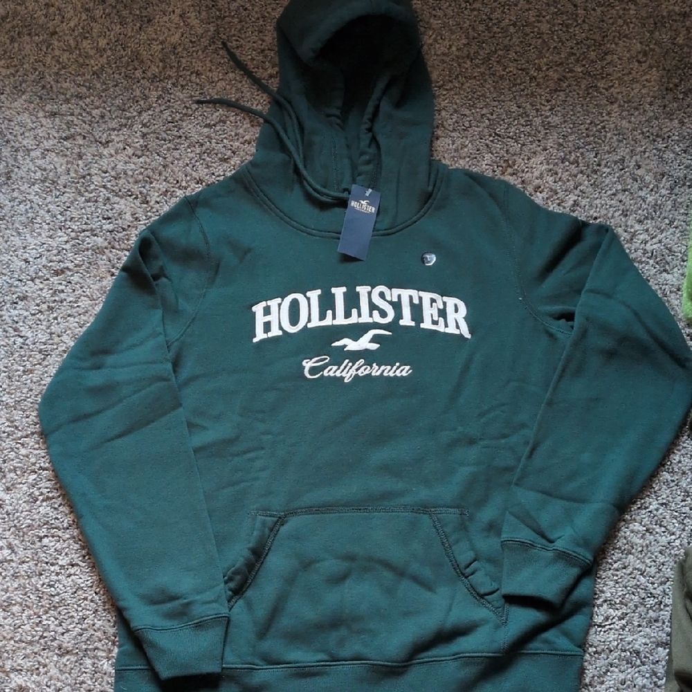 Hollister Dark Green Hoodie Size Large NWT